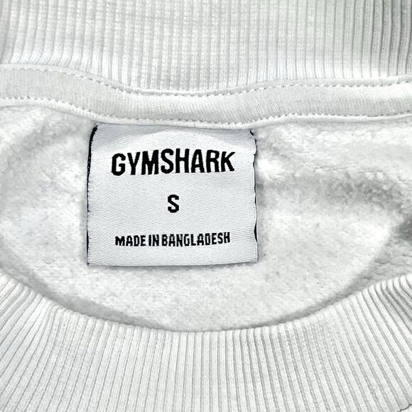 Gymshark Women White Long Sleeve Crew Neck Athletic Sweatshirt Logo Size Small - Picture 4 of 8